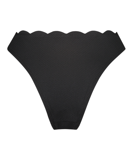 Slip de Bikini Échancrés Scallop, Noir
