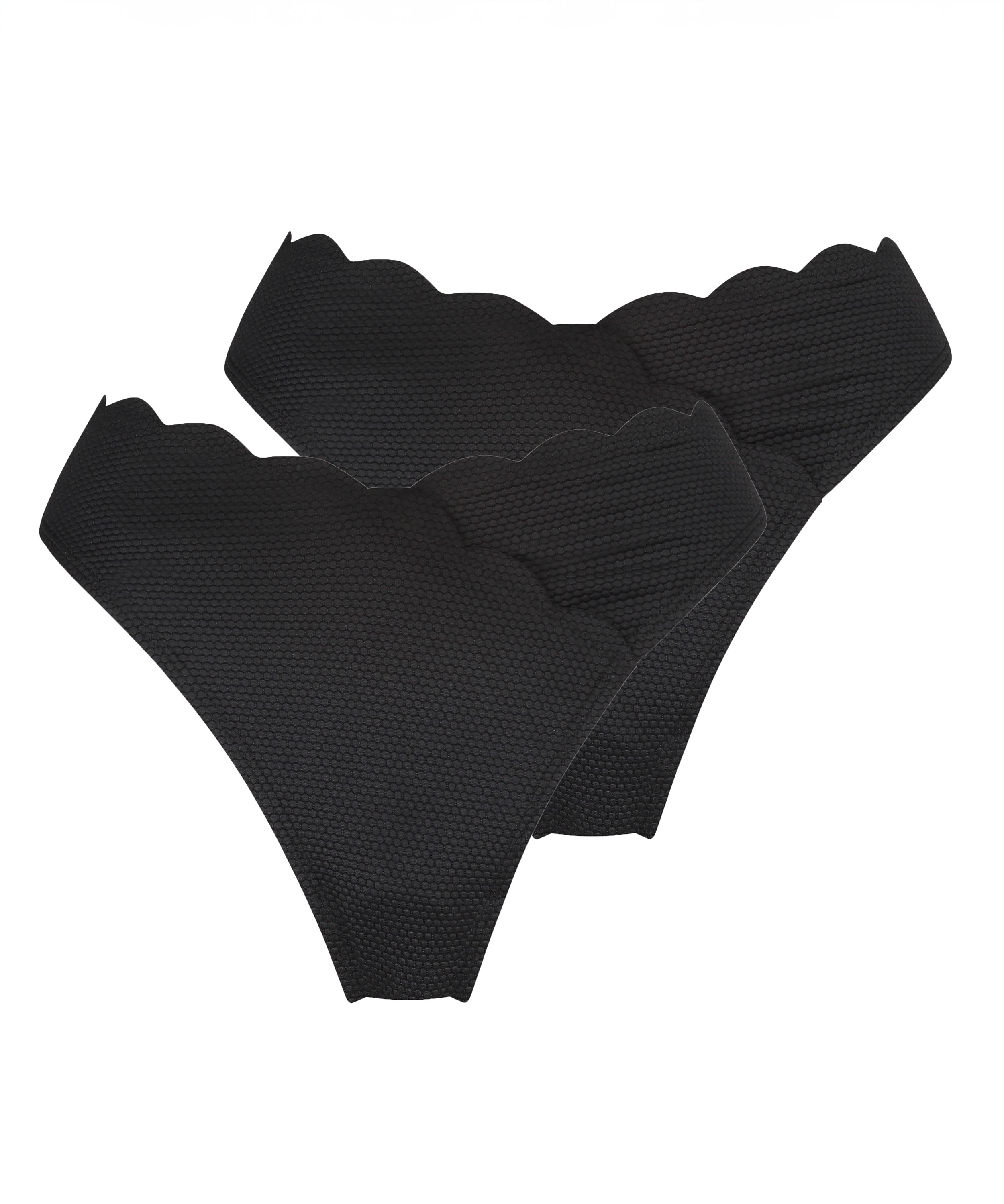 Lot de 2 bas de bikini Scallop, Noir, main
