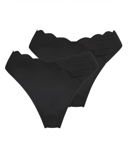 Lot de 2 bas de bikini Scallop, Noir