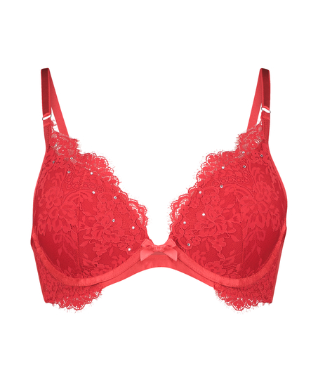 Soutien-gorge push-up préformé à armatures Pauline, Rouge
