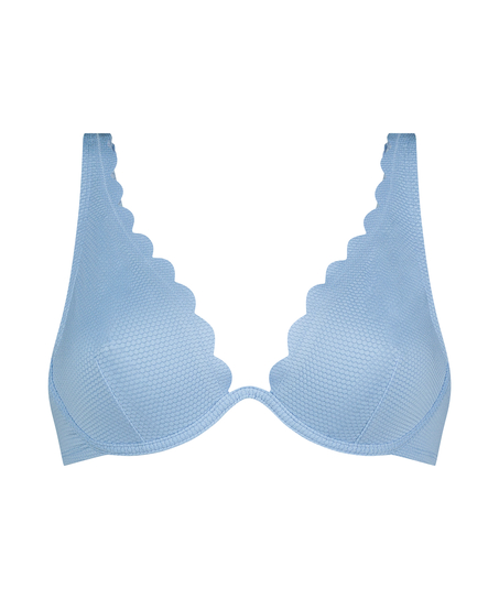 Haut de bikini à armatures non rembourré Scallop, Bleu