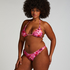 Slip de Bikini Échancrés Floral, Rose