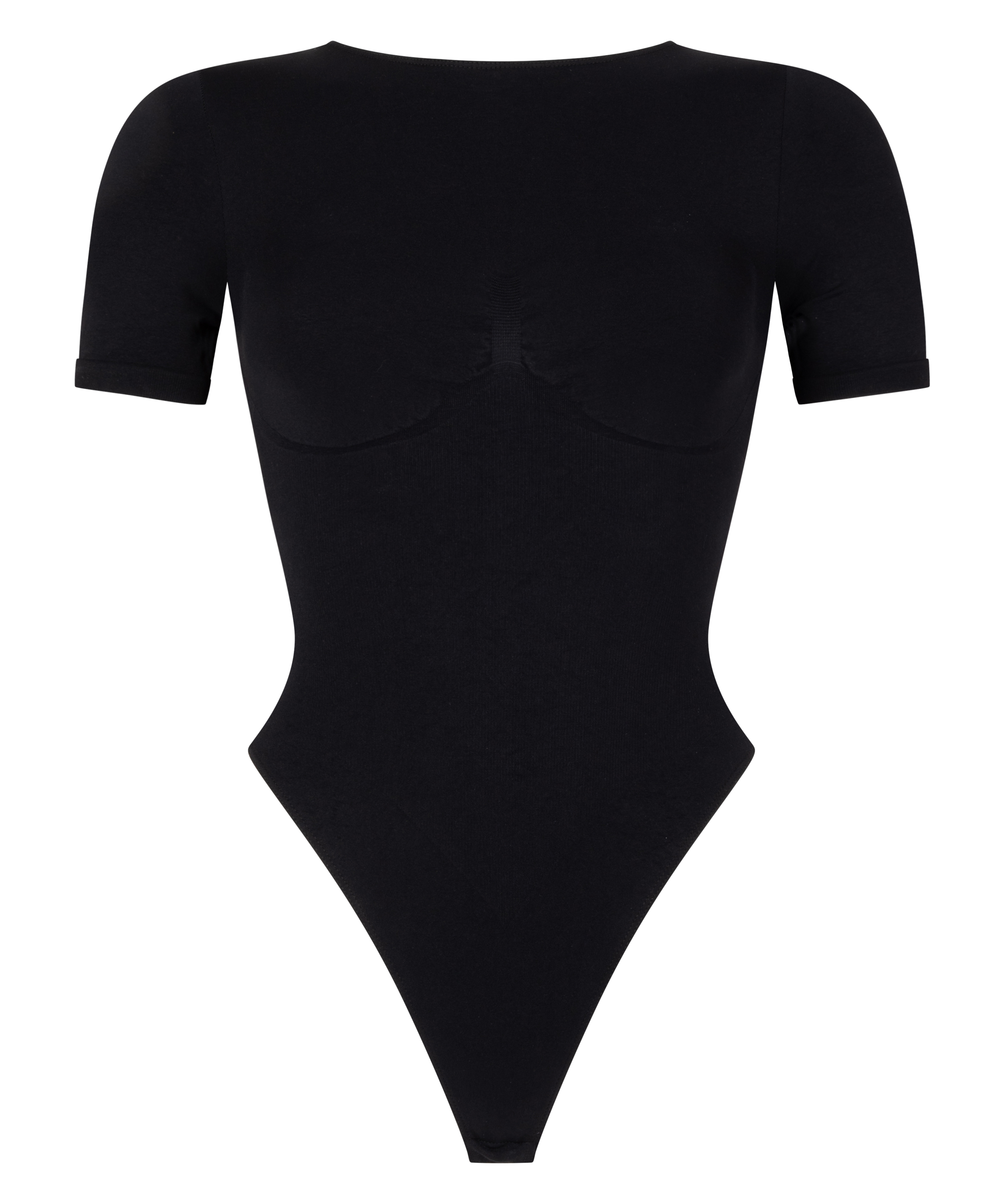 Body à manches courtes sans couture, Noir, main