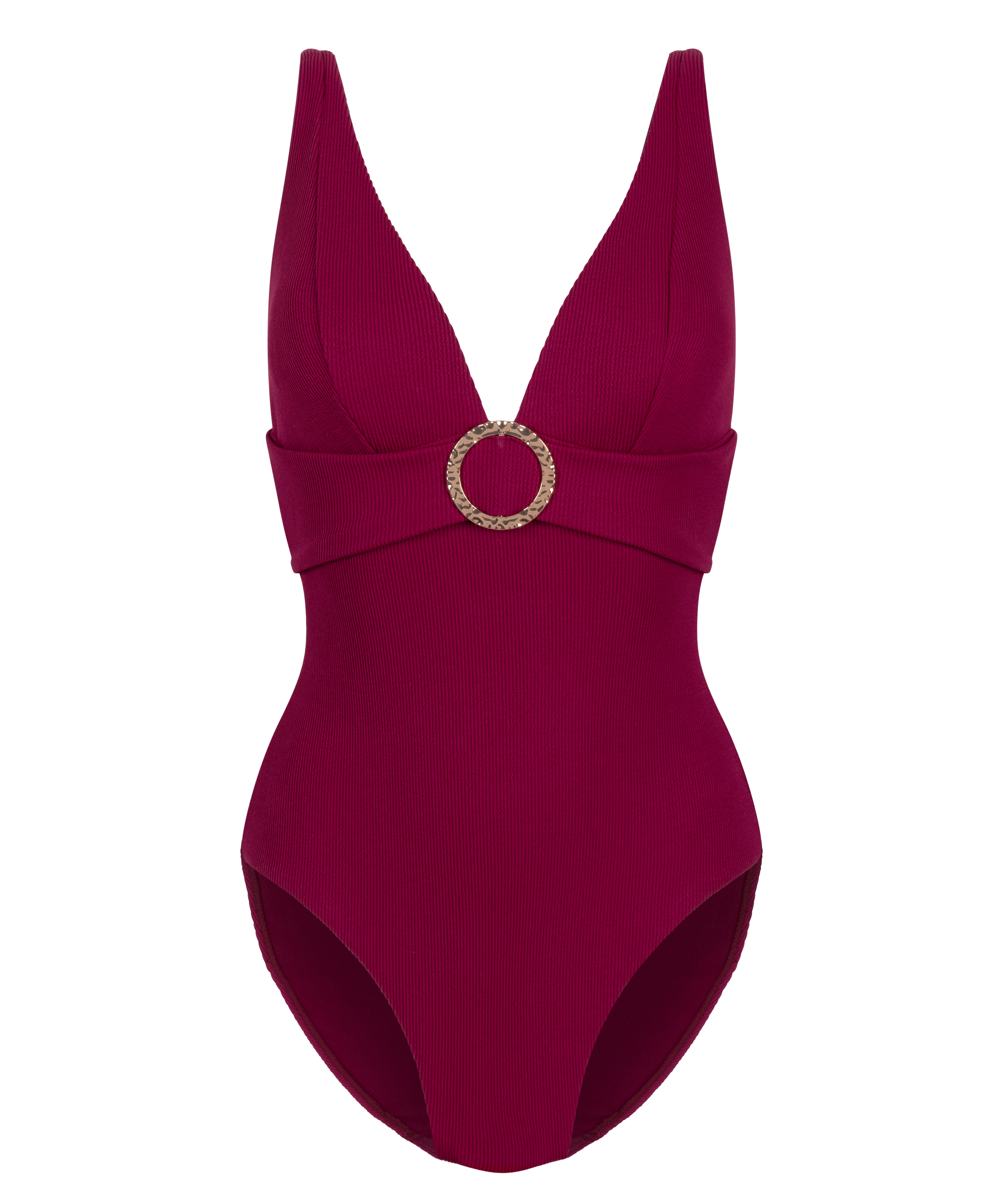 Maillot de bain à anneau froissé, Rouge, main