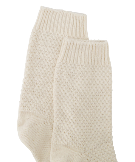 1 paire de chaussettes tricot&eacute;es, Blanc