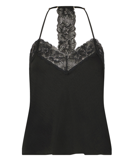 Cami top Satin, Noir