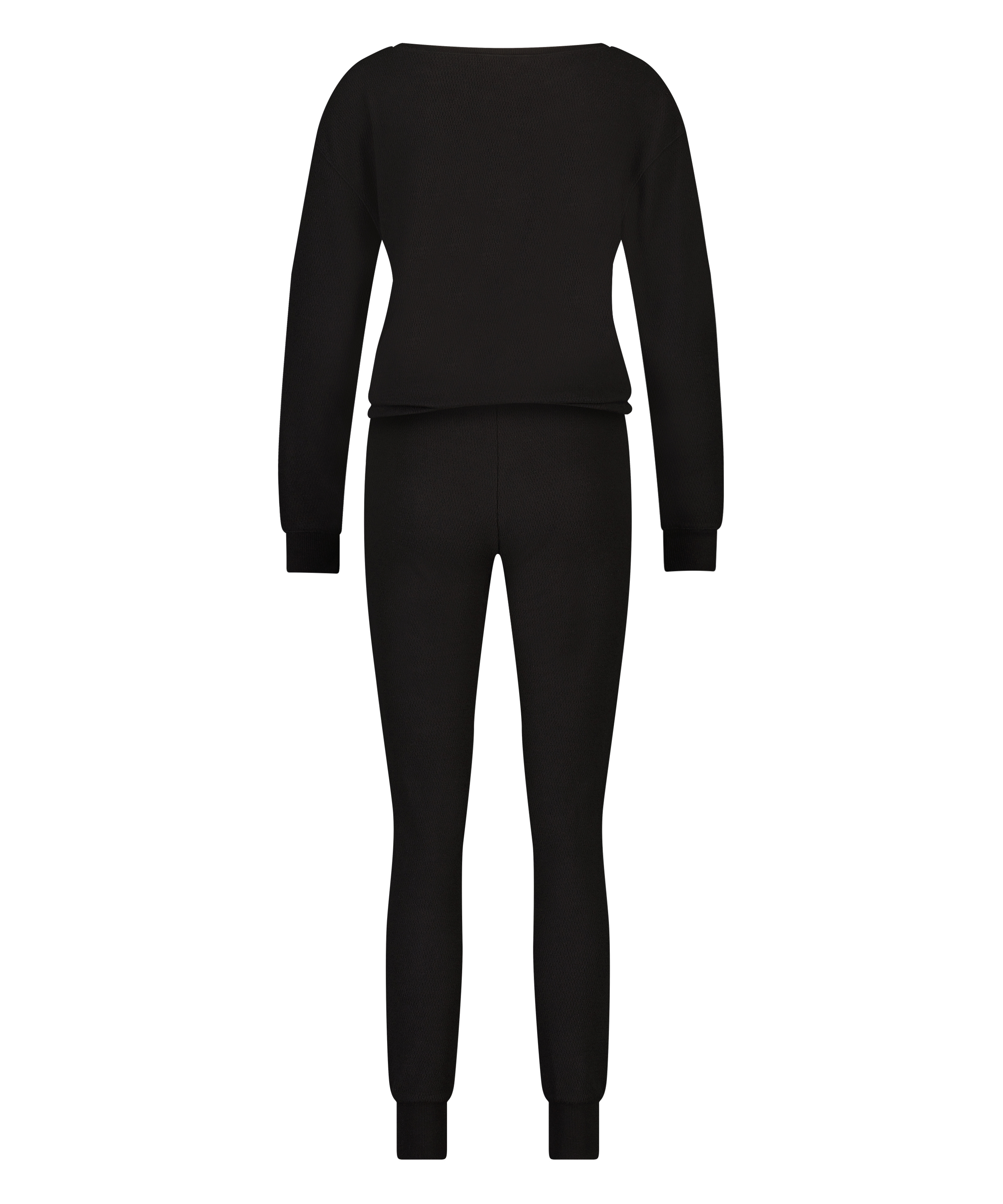 Pyjama Waffle Placket, Noir, main