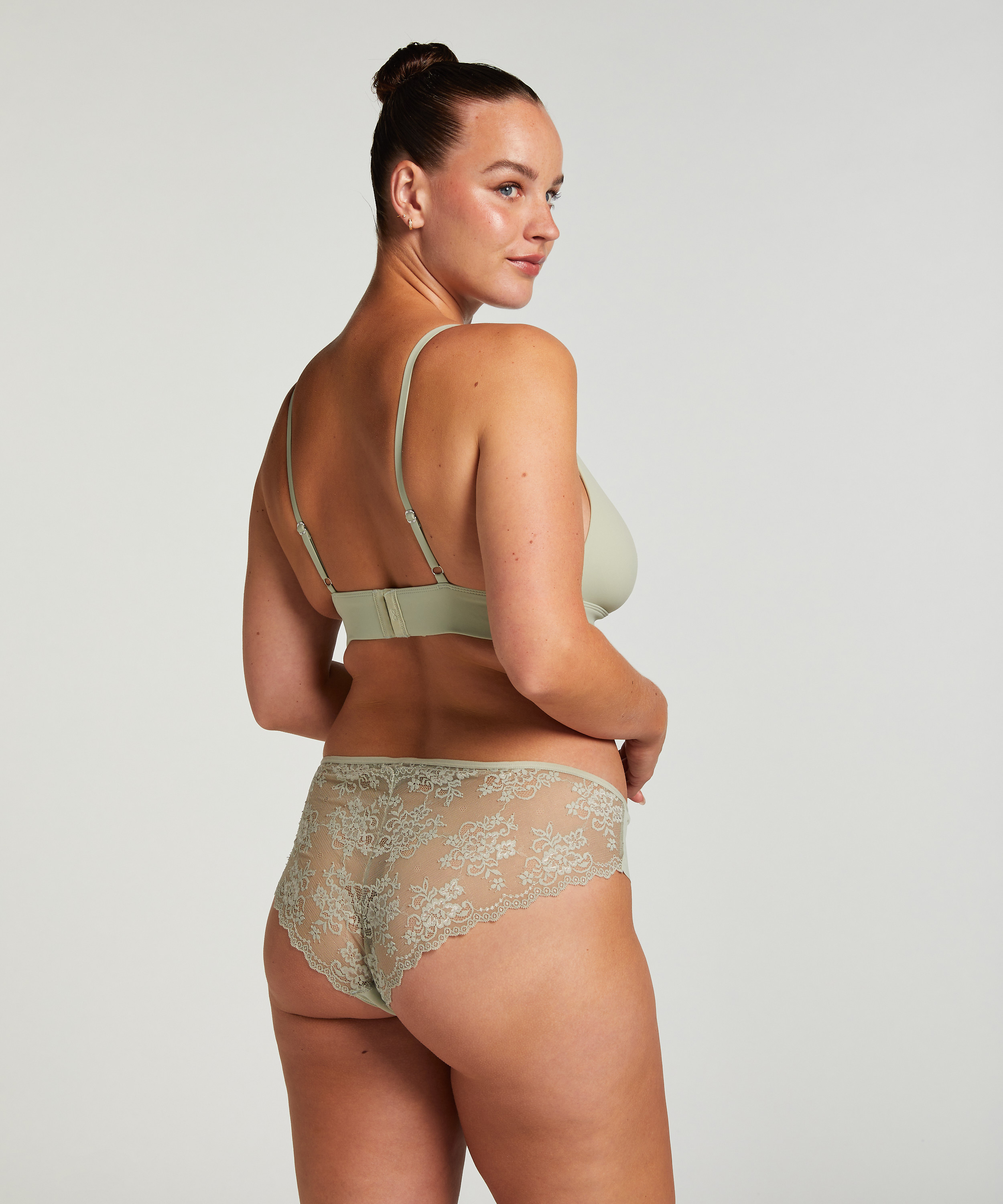 Slip brésilien iInvisible Lace Back, Vert, main