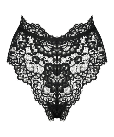 Slip brésilien jambe haute Marilyn, Noir