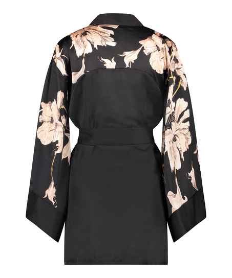 Kimono Satin Bloom, Noir