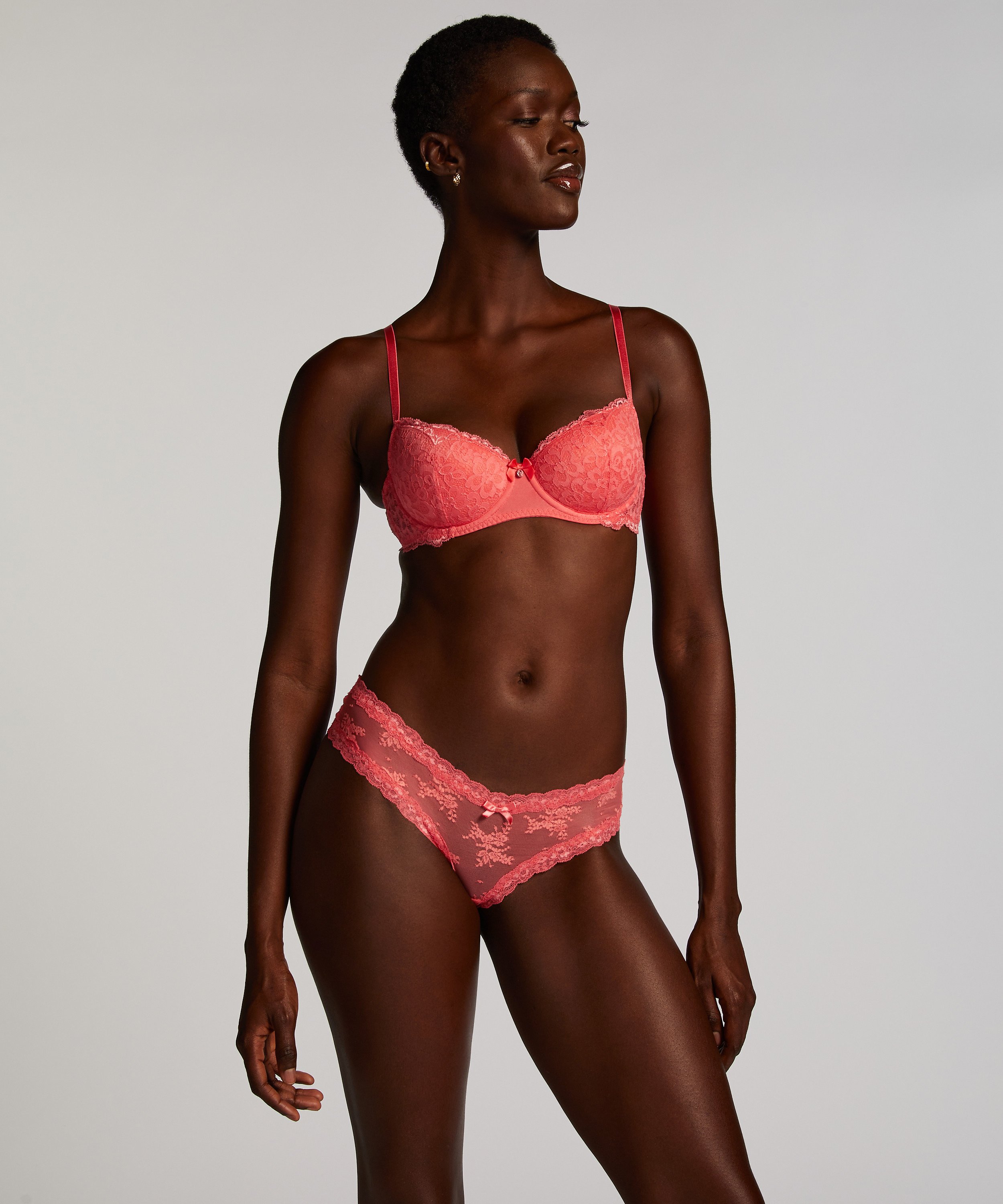 Slip br&eacute;silien V-shape Mesh, Rose, main