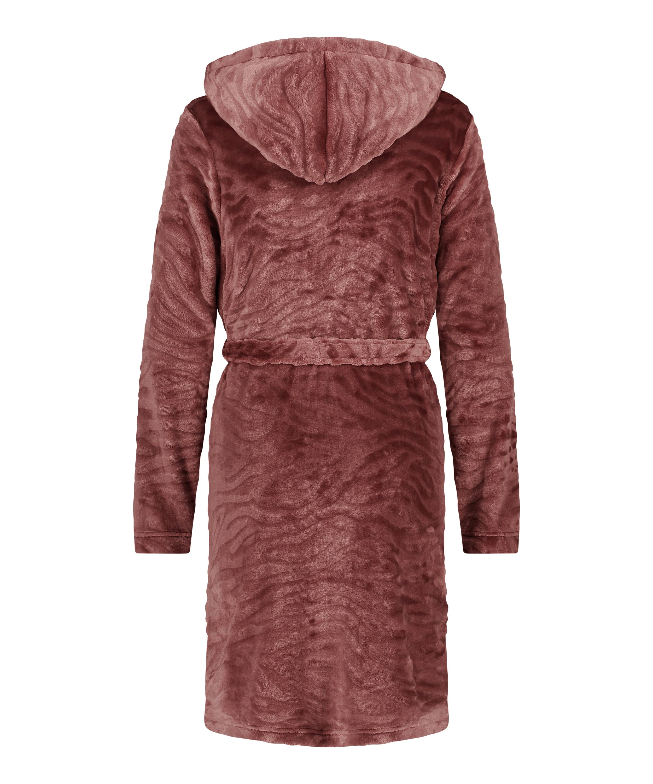 Peignoir court côtelé en polaire, Violet, main