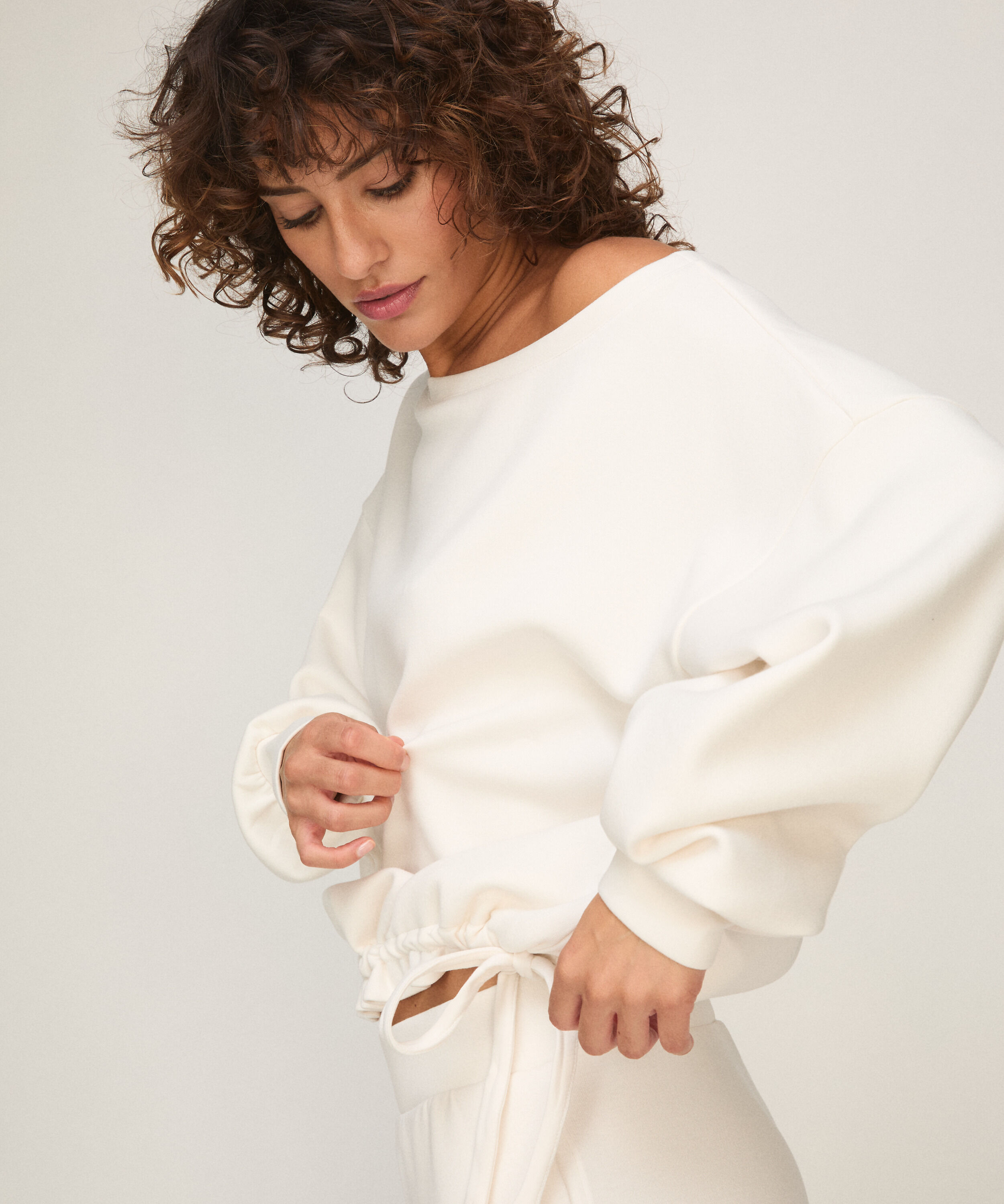Top en Viscose à Col Bateau, Blanc Top en Viscose à Col Bateau, Blanc