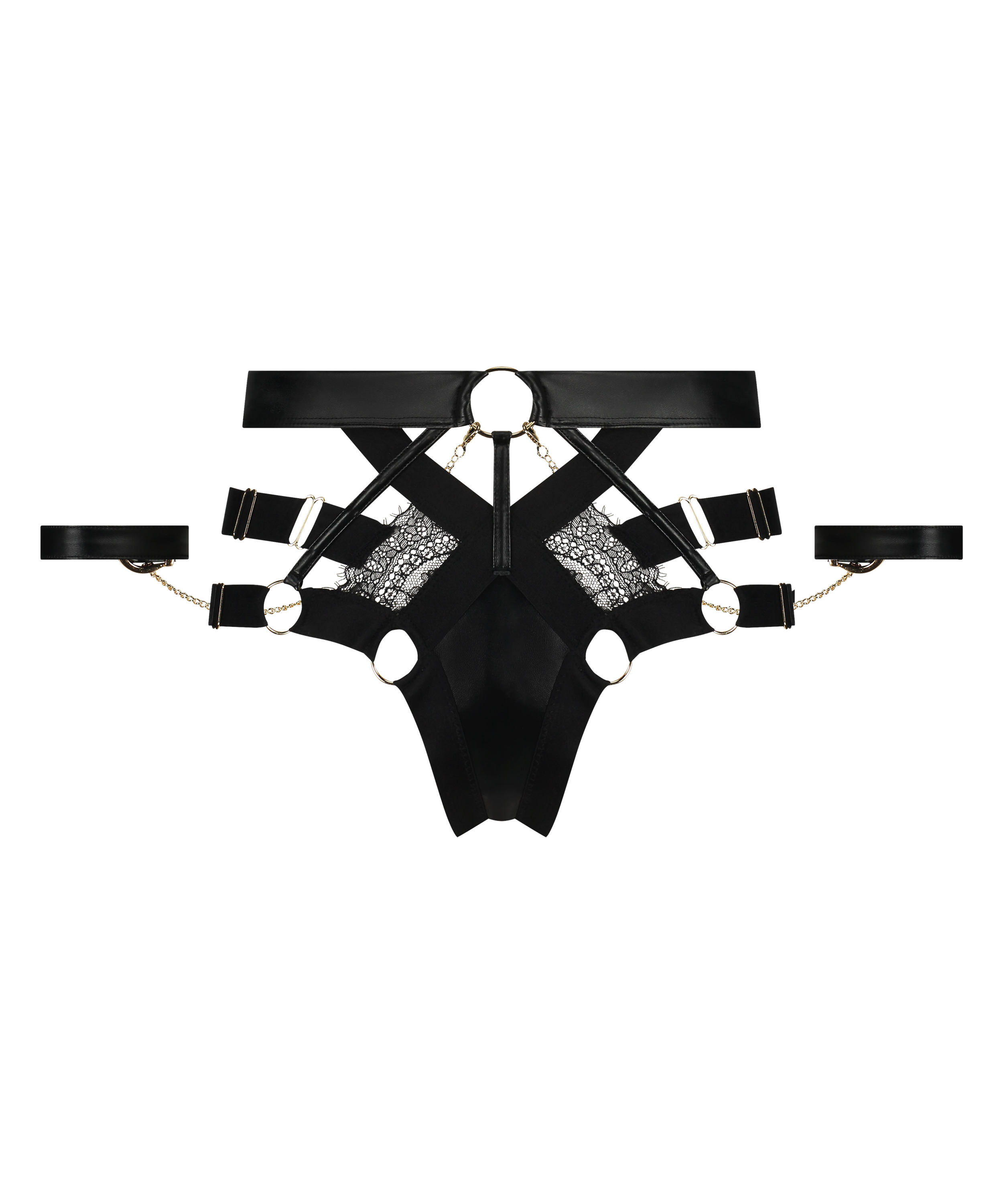 Slip brésilien jambe haute Faye, Noir, main