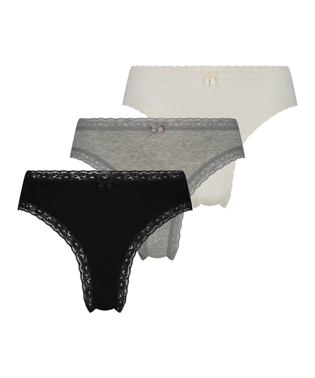 Lot de 3 slips br&eacute;silien Classics, Noir