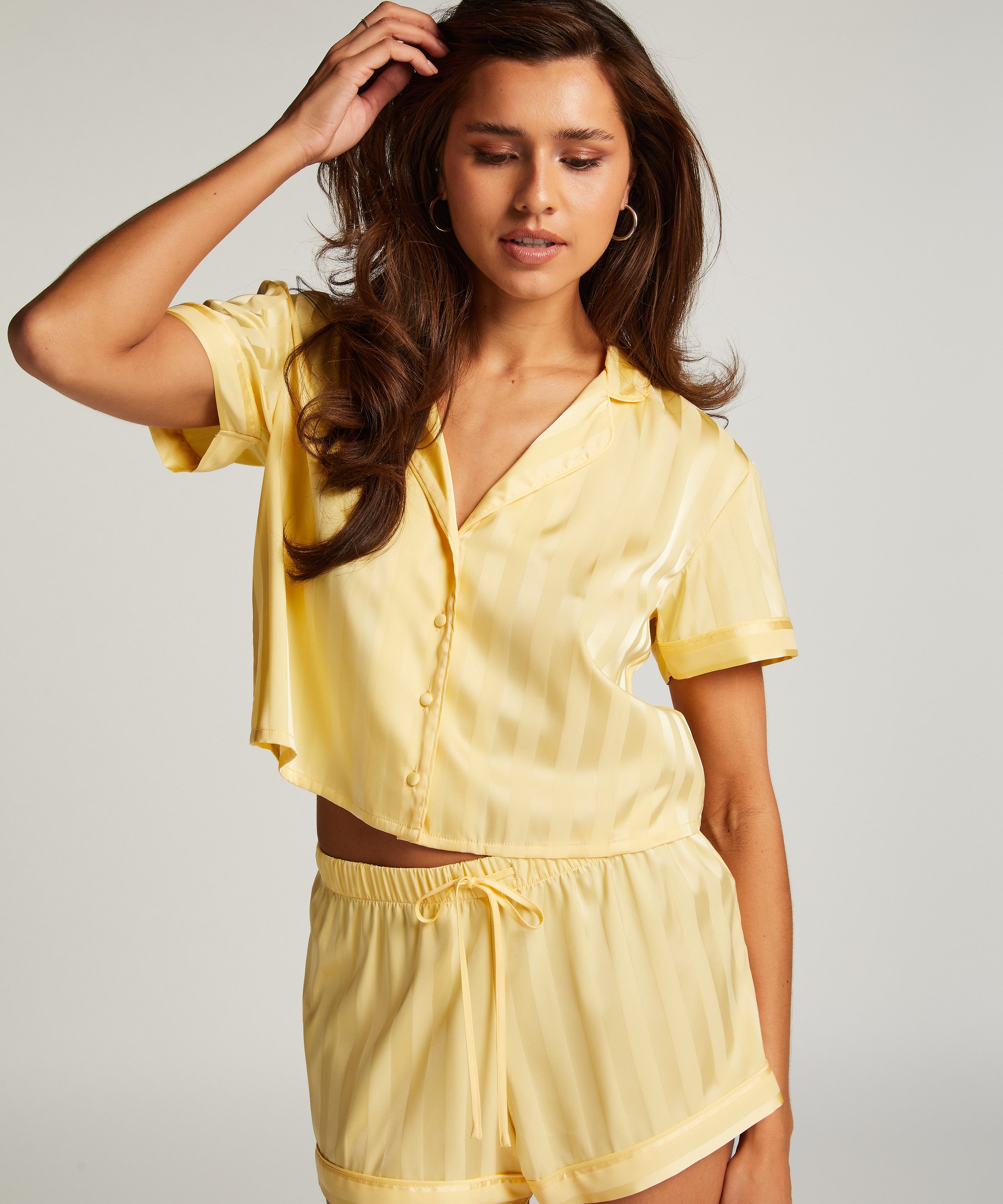 Ensemble de pyjama Satin, Jaune, main