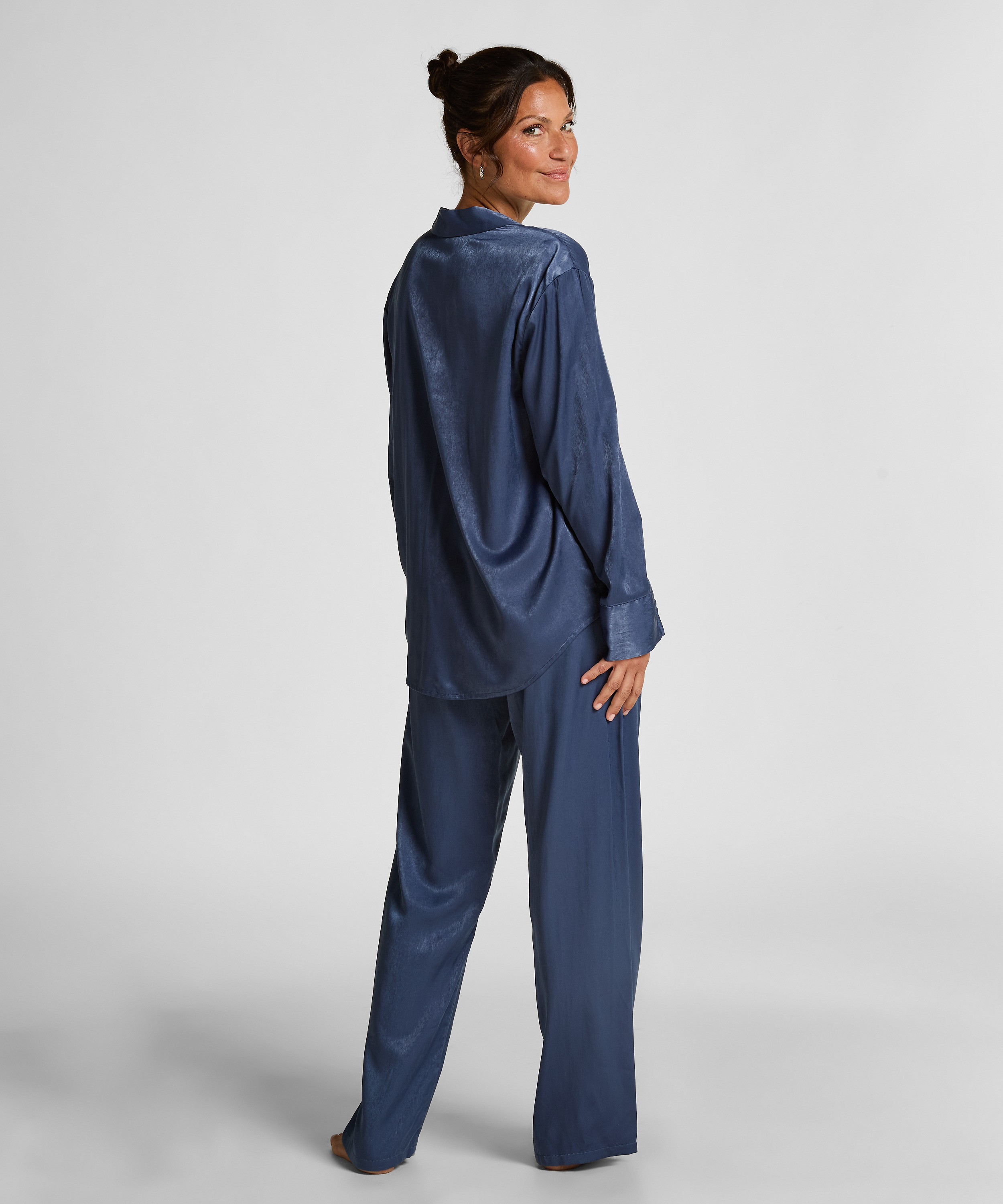 Pantalon Satin, Bleu, main