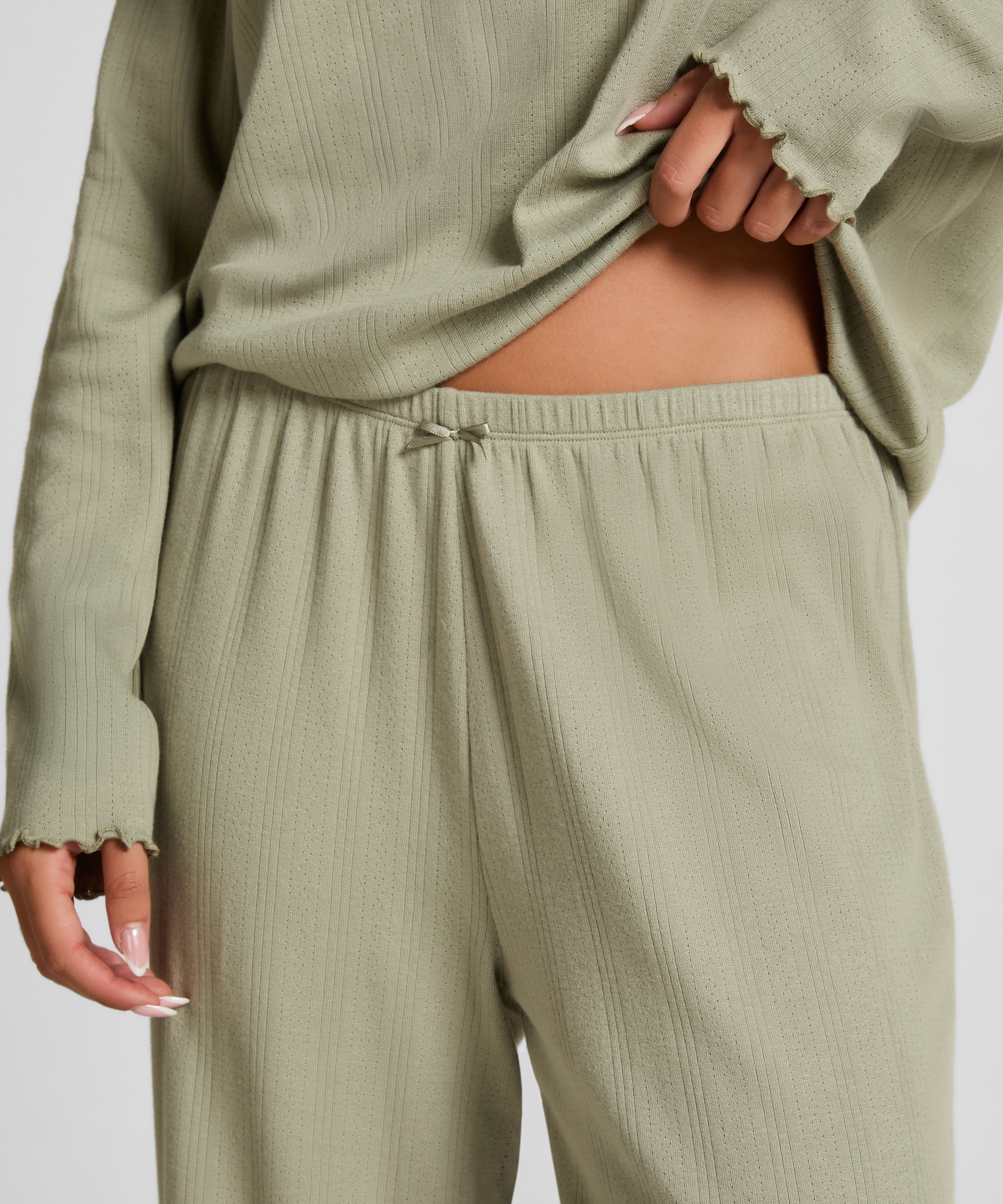 Pyjama Pant Loose Pointelle, Vert, main