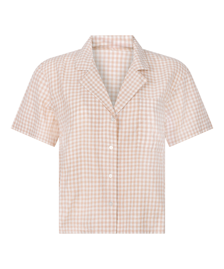 Veste en lin à carreaux, Beige