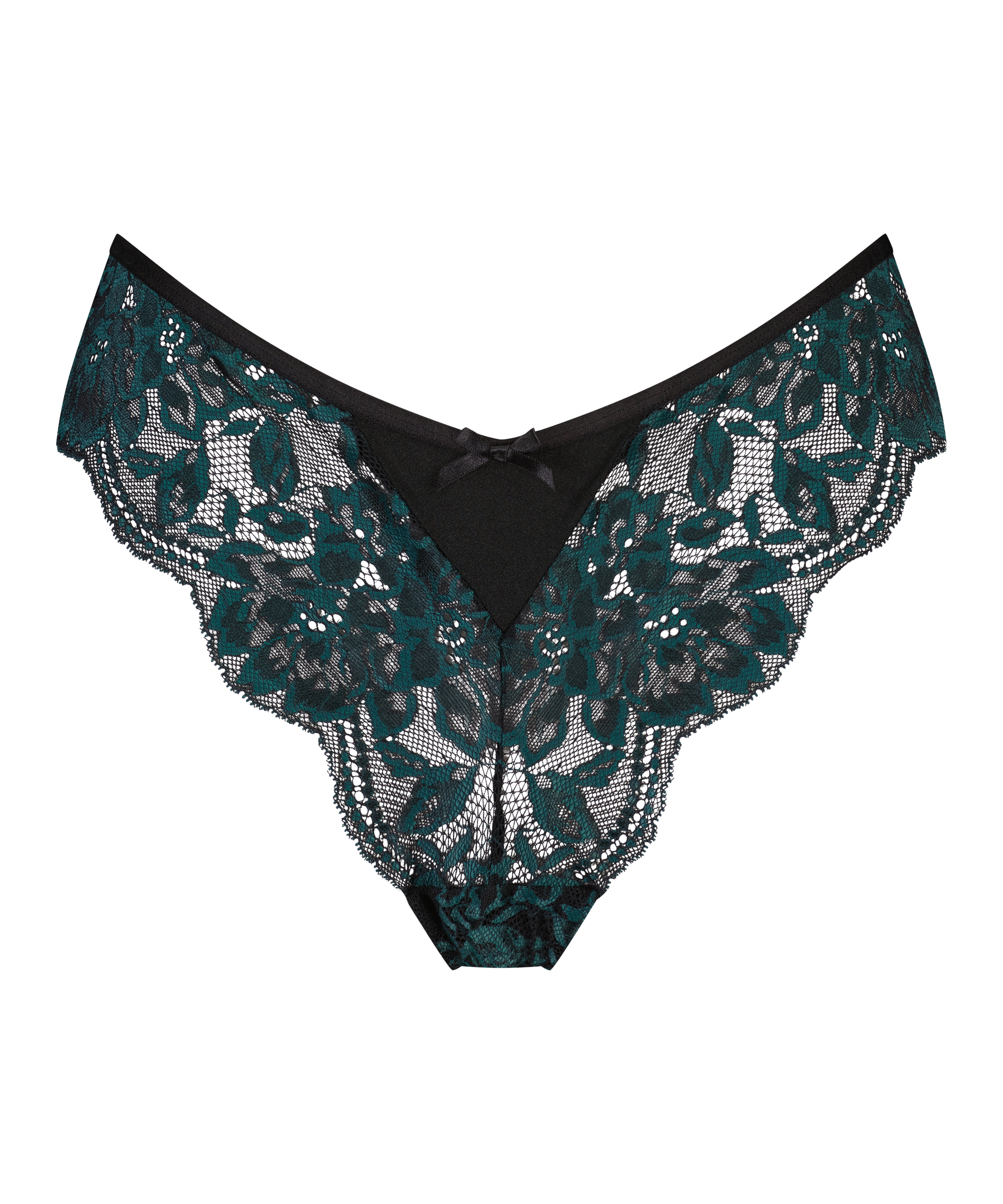 Slip brésilien échancré Leona, Noir, main