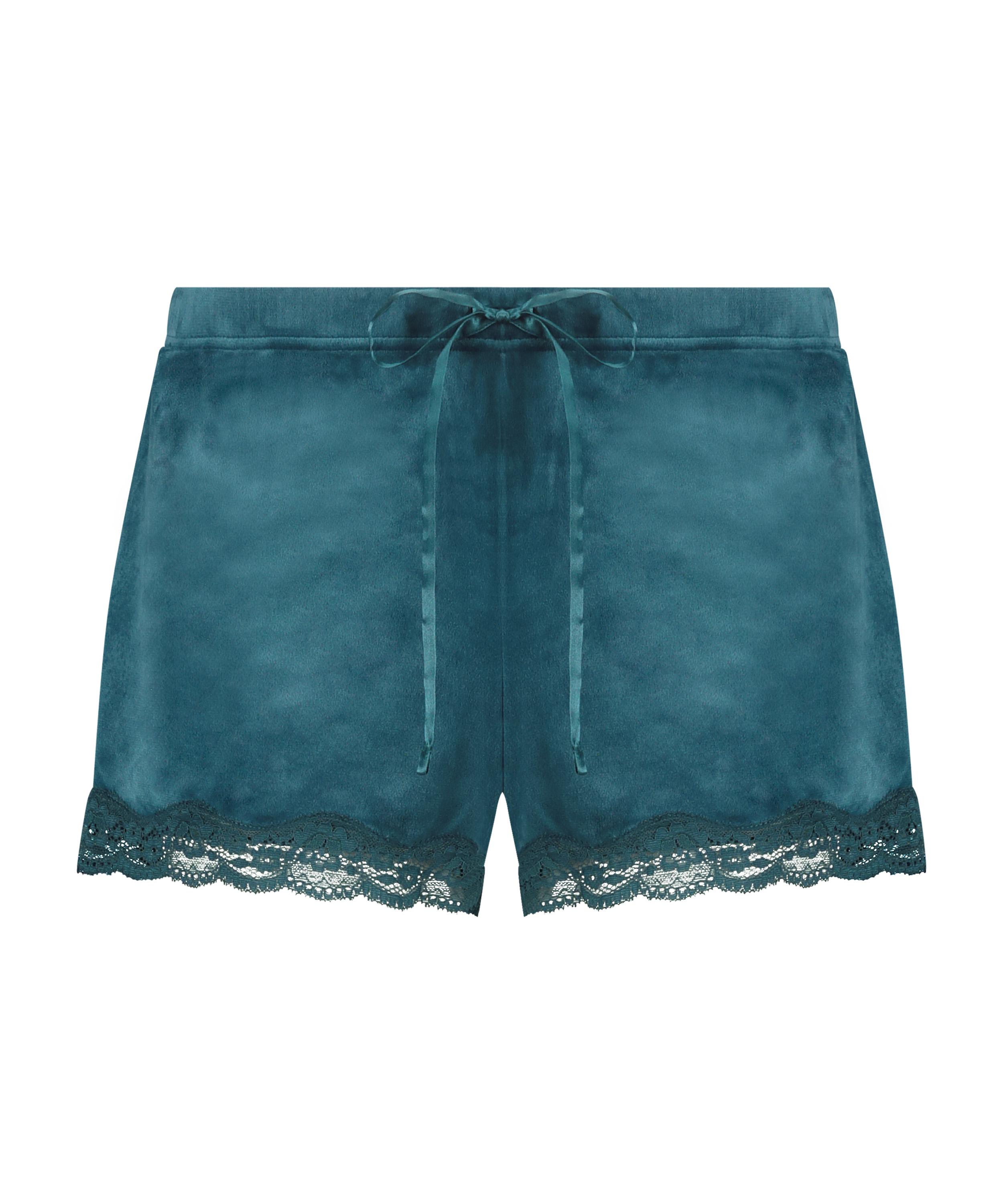 Short velours dentelle, Bleu, main