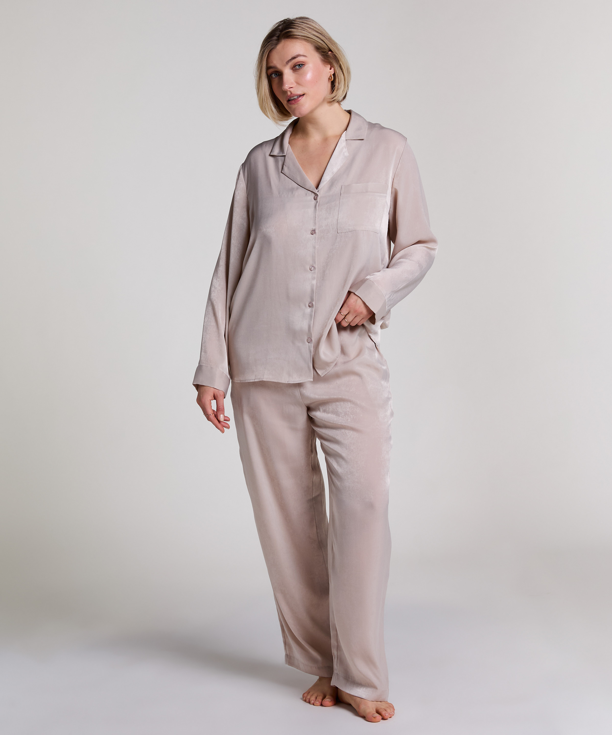 Veste à manches longues Satin, Beige, main