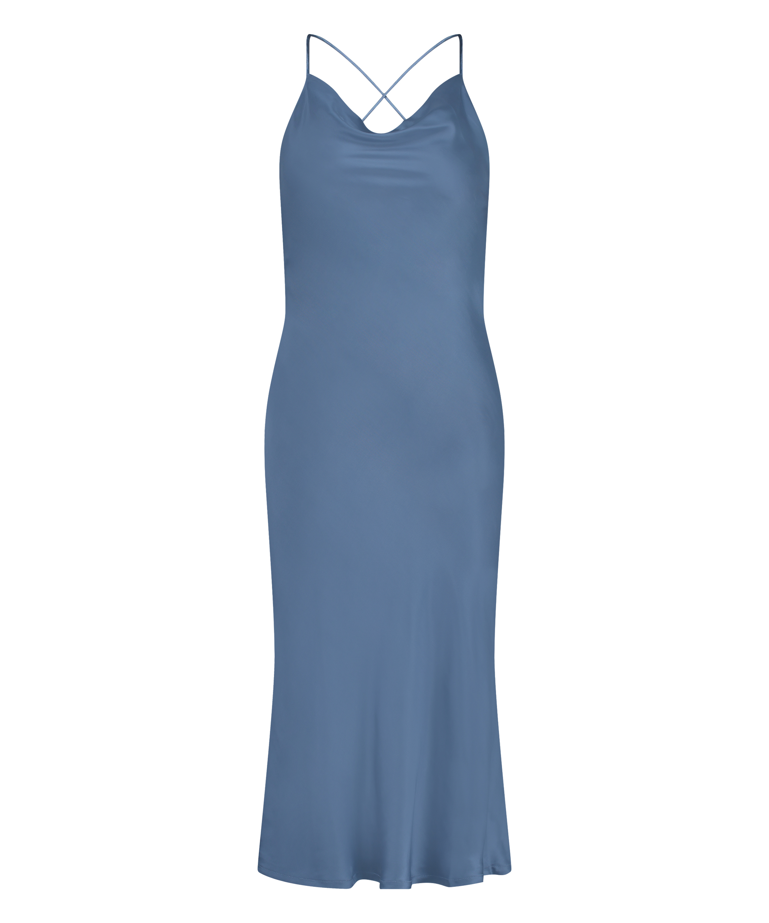 Robe midi Satin, Bleu, main