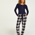 Pantalon de pyjama Twill Check Cuff, Bleu