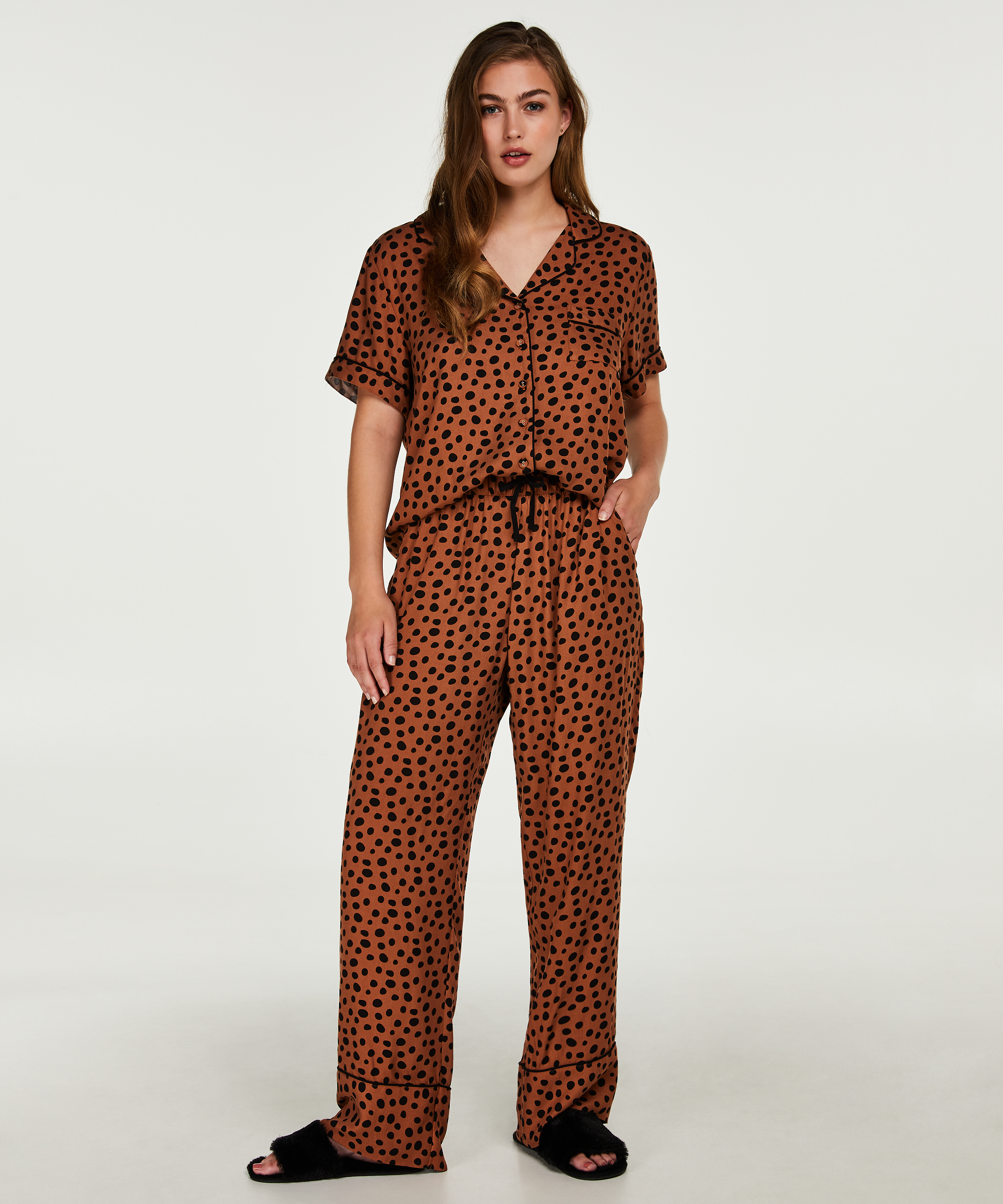 Pantalon de pyjama, marron, main
