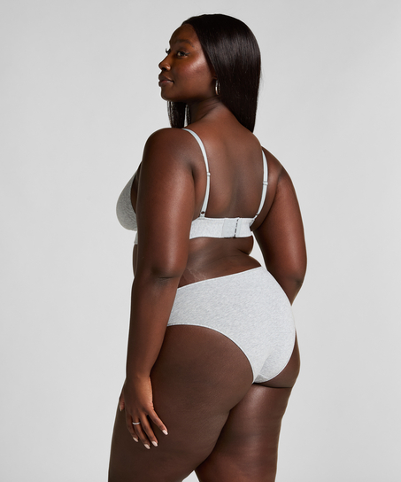 Culotte brésilienne jambe haute coton, Gris