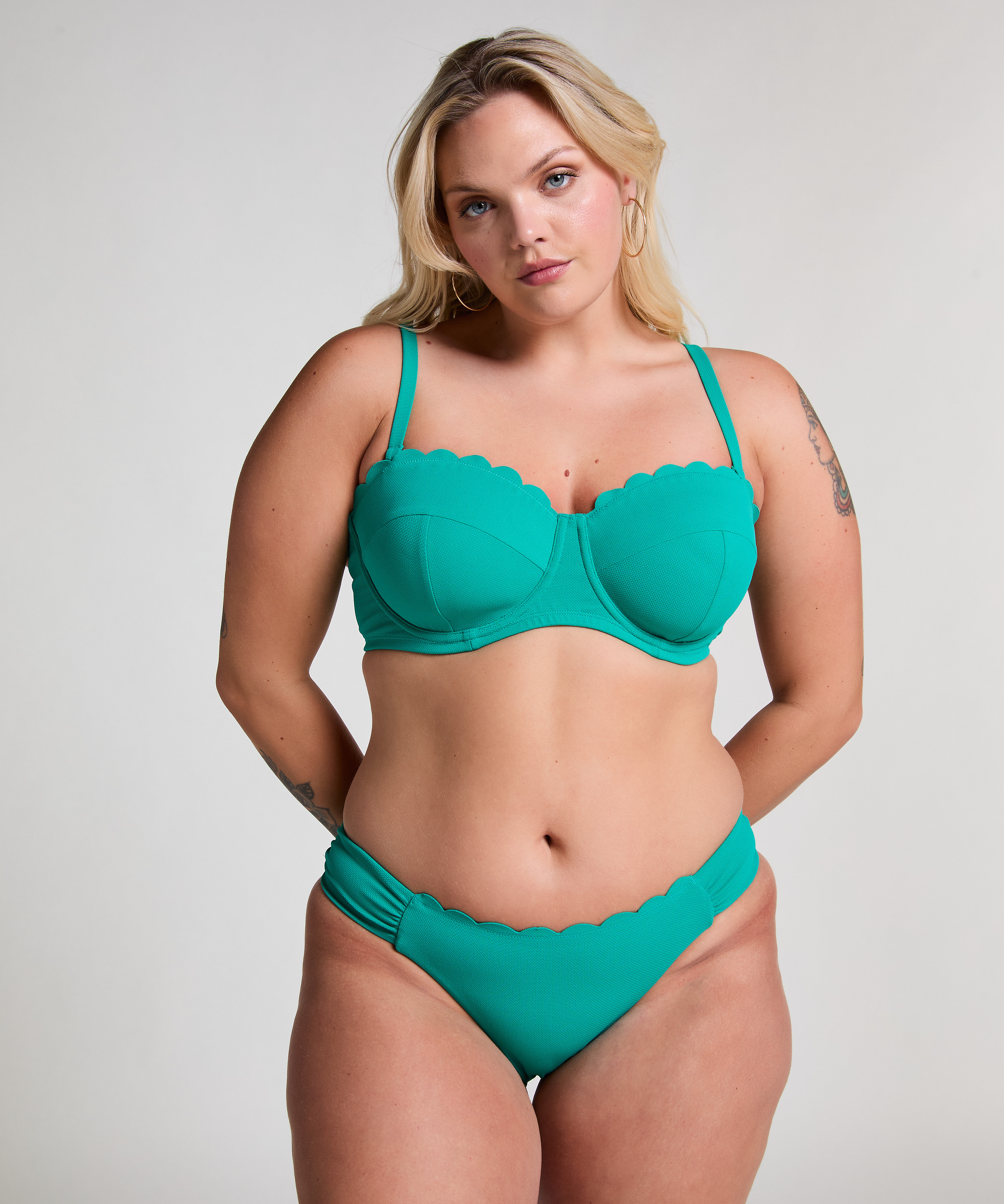 Slip de Bikini Rio Scallop, Vert, main