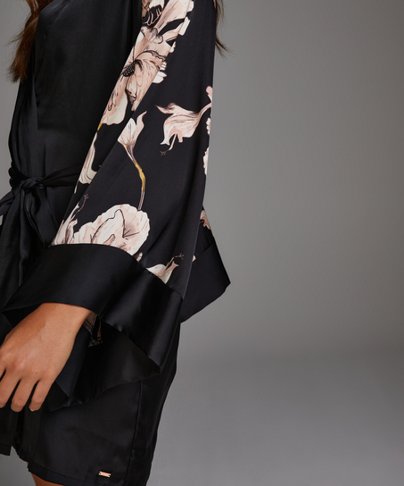 Kimono Satin Bloom, Noir