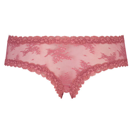Slip br&eacute;silien V-shape Floral Mesh, Rose