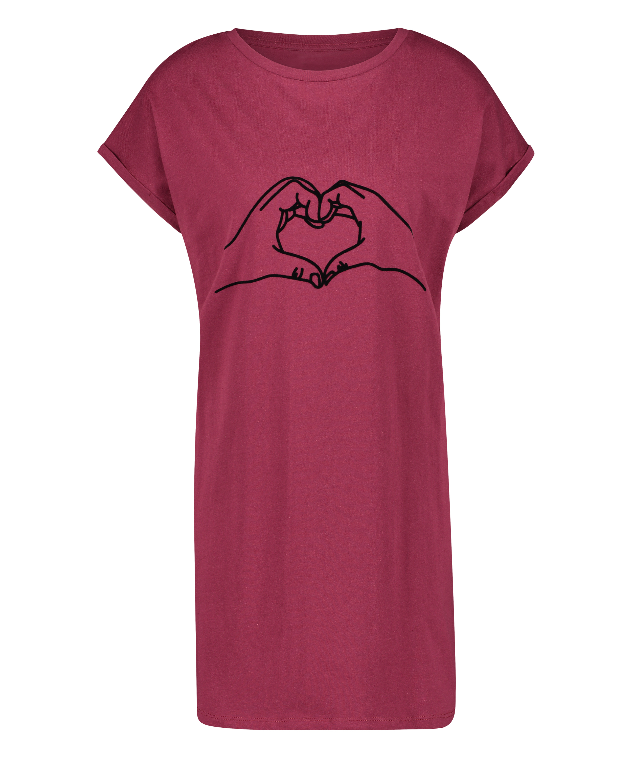 Chemise de nuit à col rond, Rouge, main