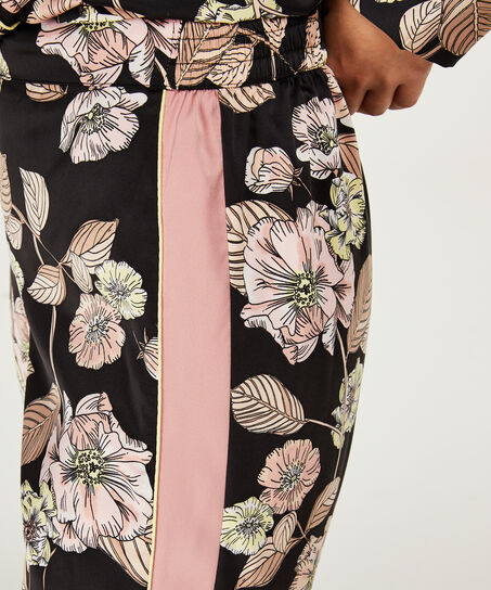 Pantalon de pyjama satin&eacute; Emily, Noir