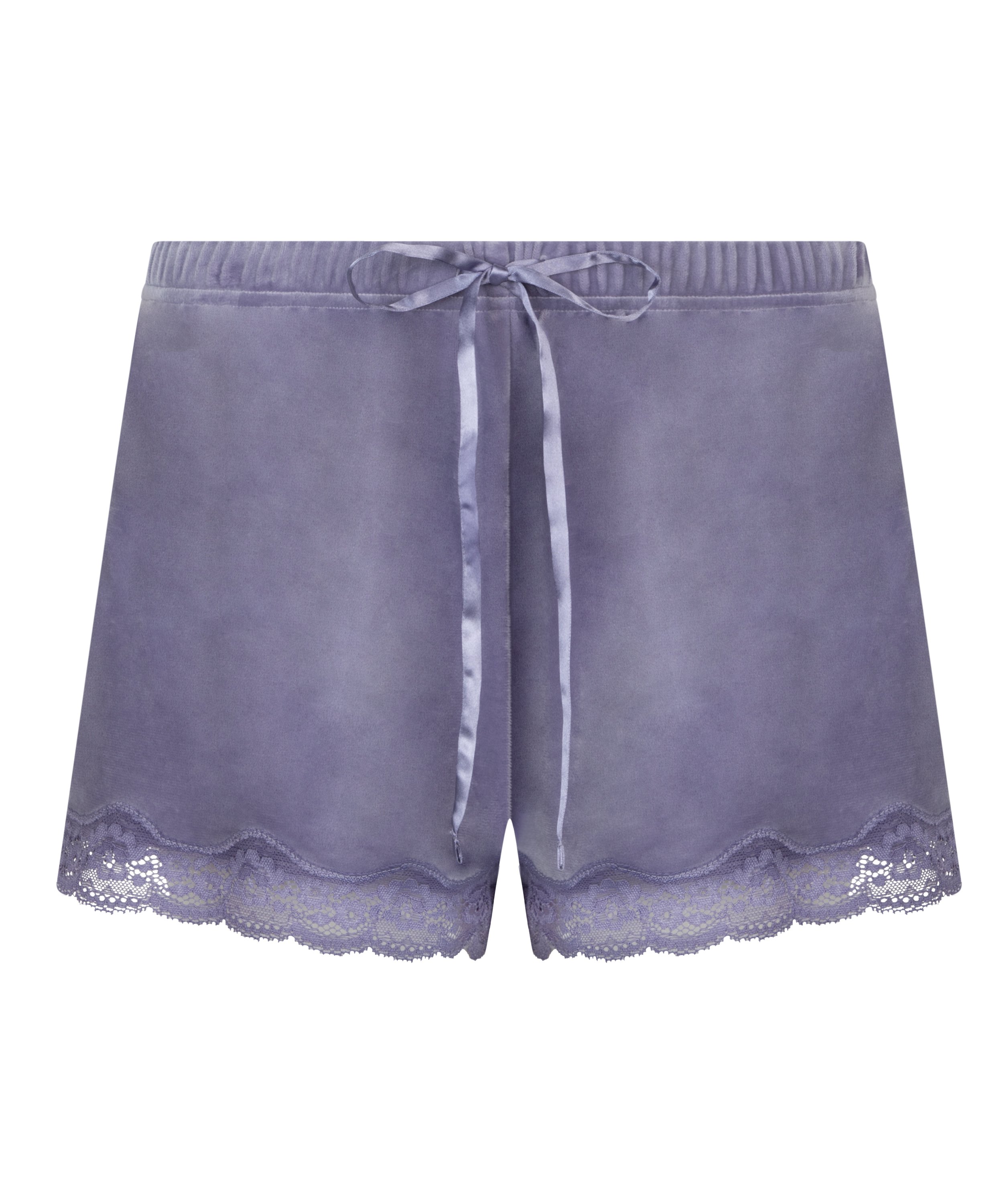 Short velours dentelle, Violet, main