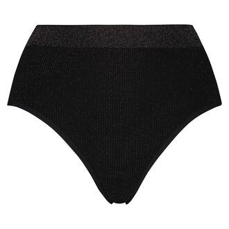 String &agrave; taille haute sans couture en lurex, Noir