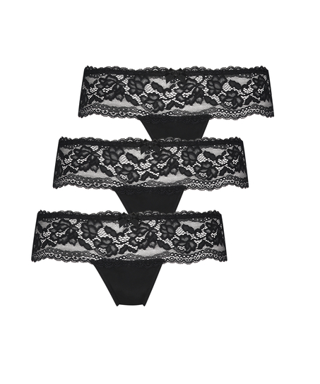 Lot de 3 boxers string Florence, Noir