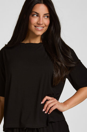 Hunkemöller Haut de Pyjama Jersey Manches Courtes Noir