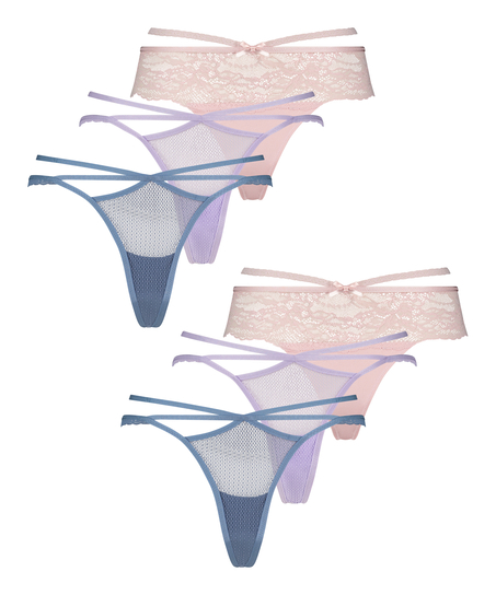 Lot de 6 slips brésiliens, Bleu