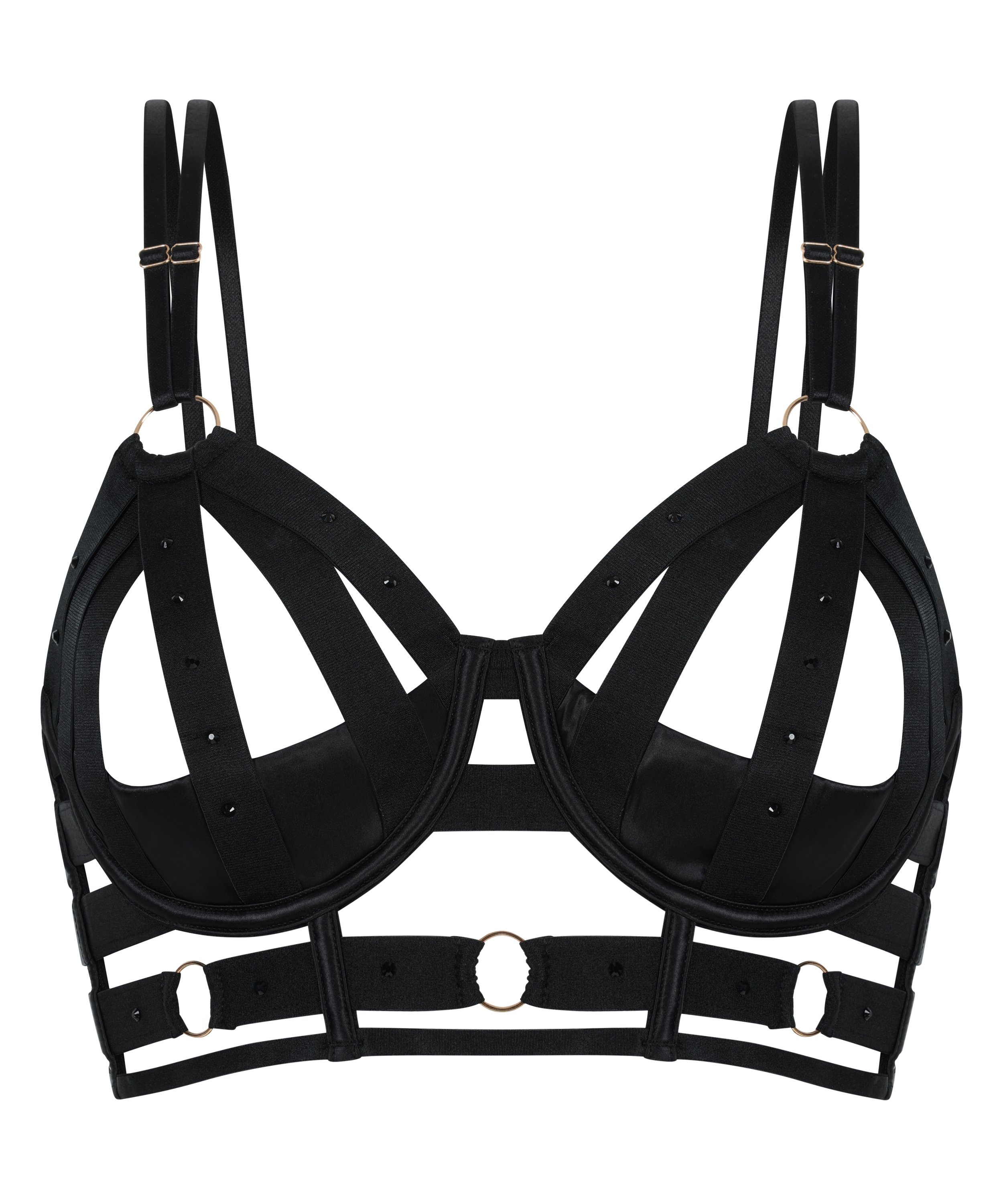 Soutien-gorge à armatures préformé longline Athena, Noir, main