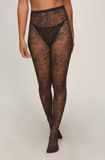 Hunkemöller Tight Allover Lace Rhinestones Noir Hunkemöller Tight Allover Lace Rhinestones Noir