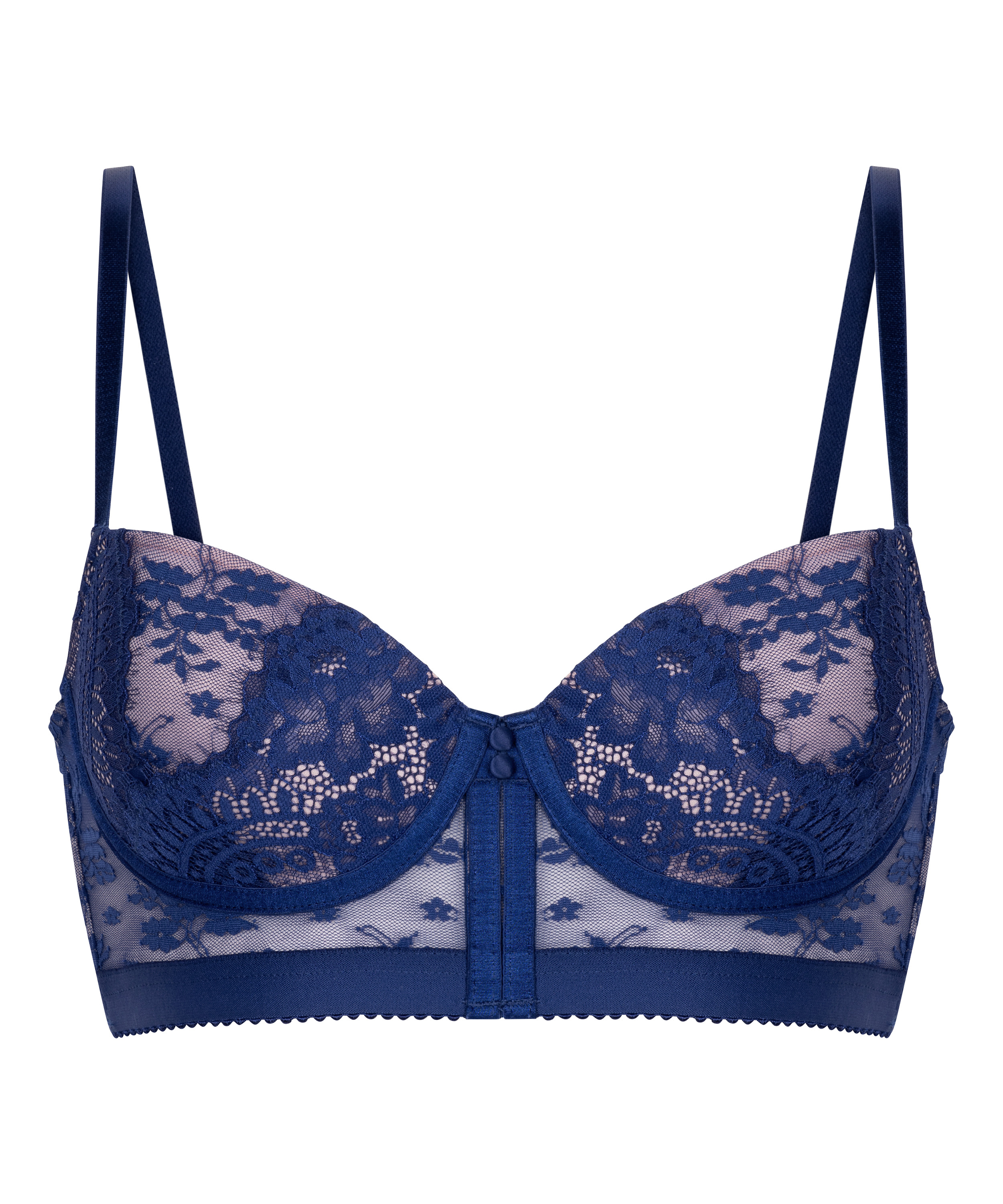 Soutien-gorge à armatures rembourré longline Lou, Bleu, main