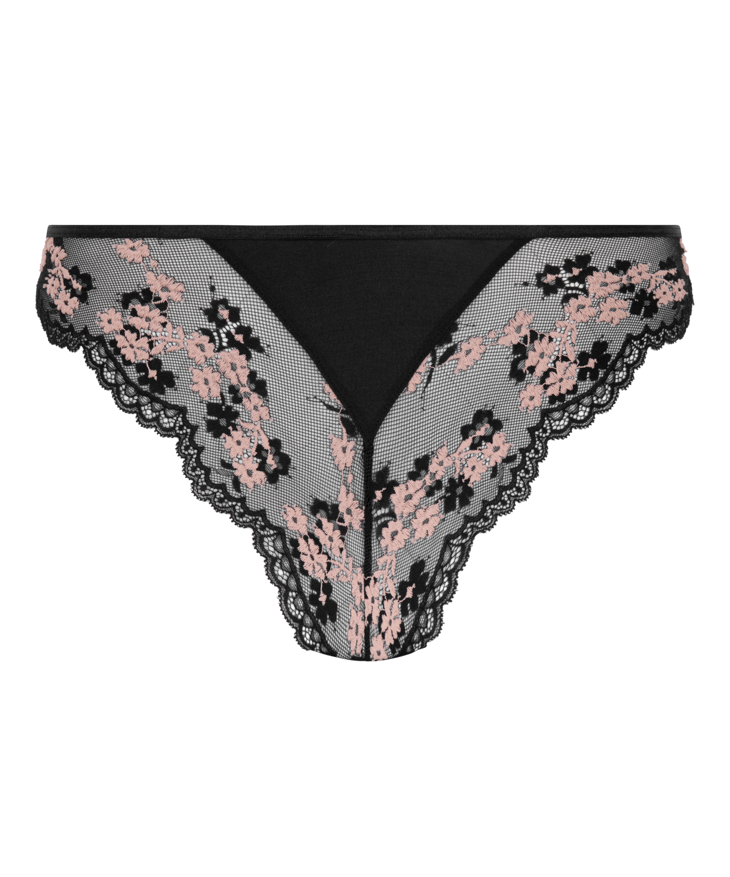 Culotte brésilienne jambe haute Caro, Noir, main