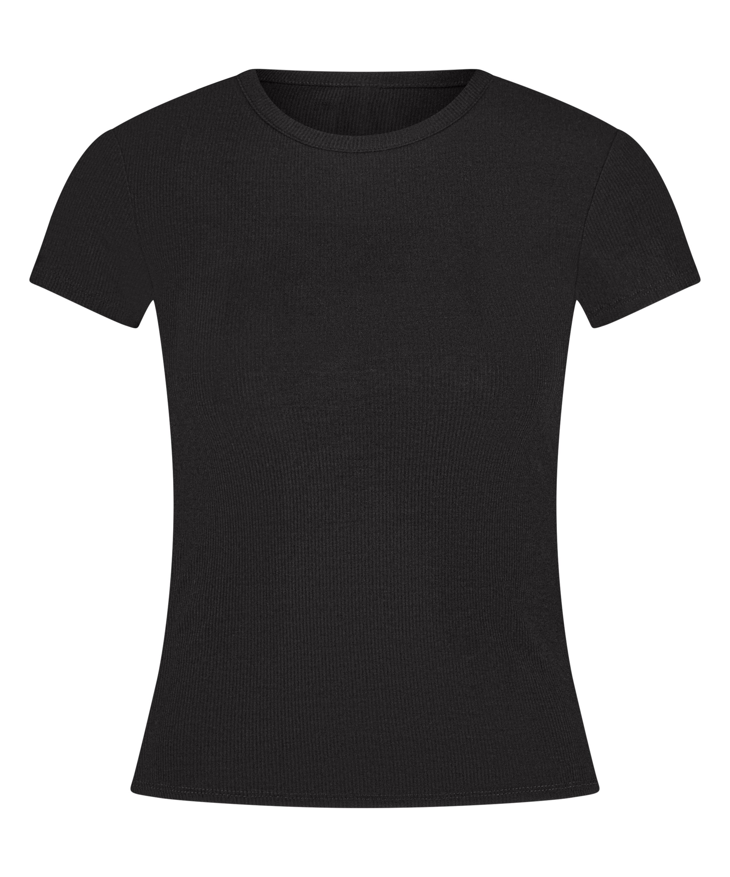 Haut de pyjama côtelé Essential, Noir, main