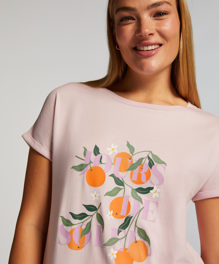 Chemise de nuit à col rond, Rose