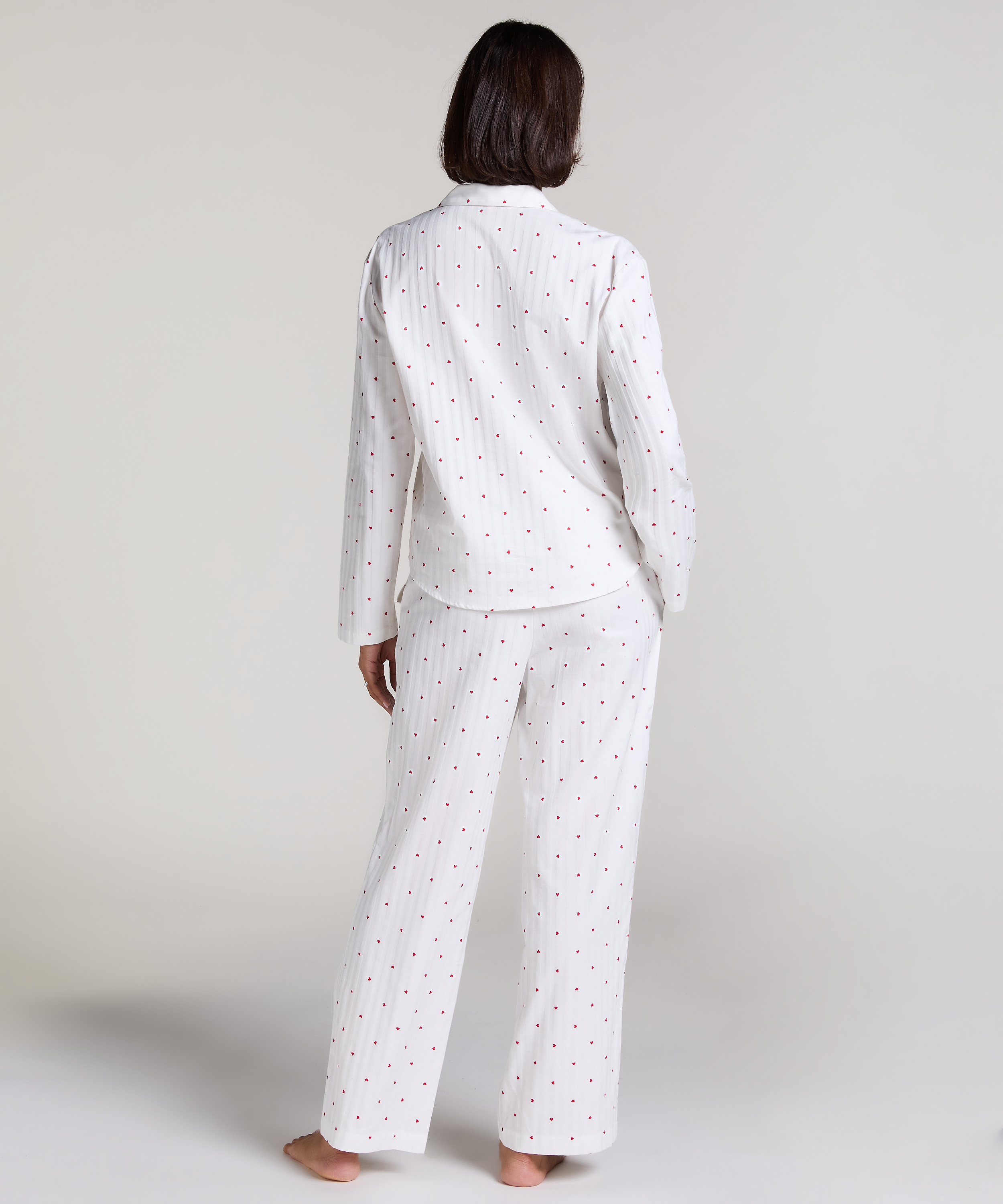 Jacquard Hearts Petite pantalon de pyjama, Blanc, main