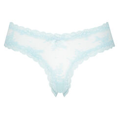 Slip br&eacute;silien V-shape Floral Mesh, Bleu