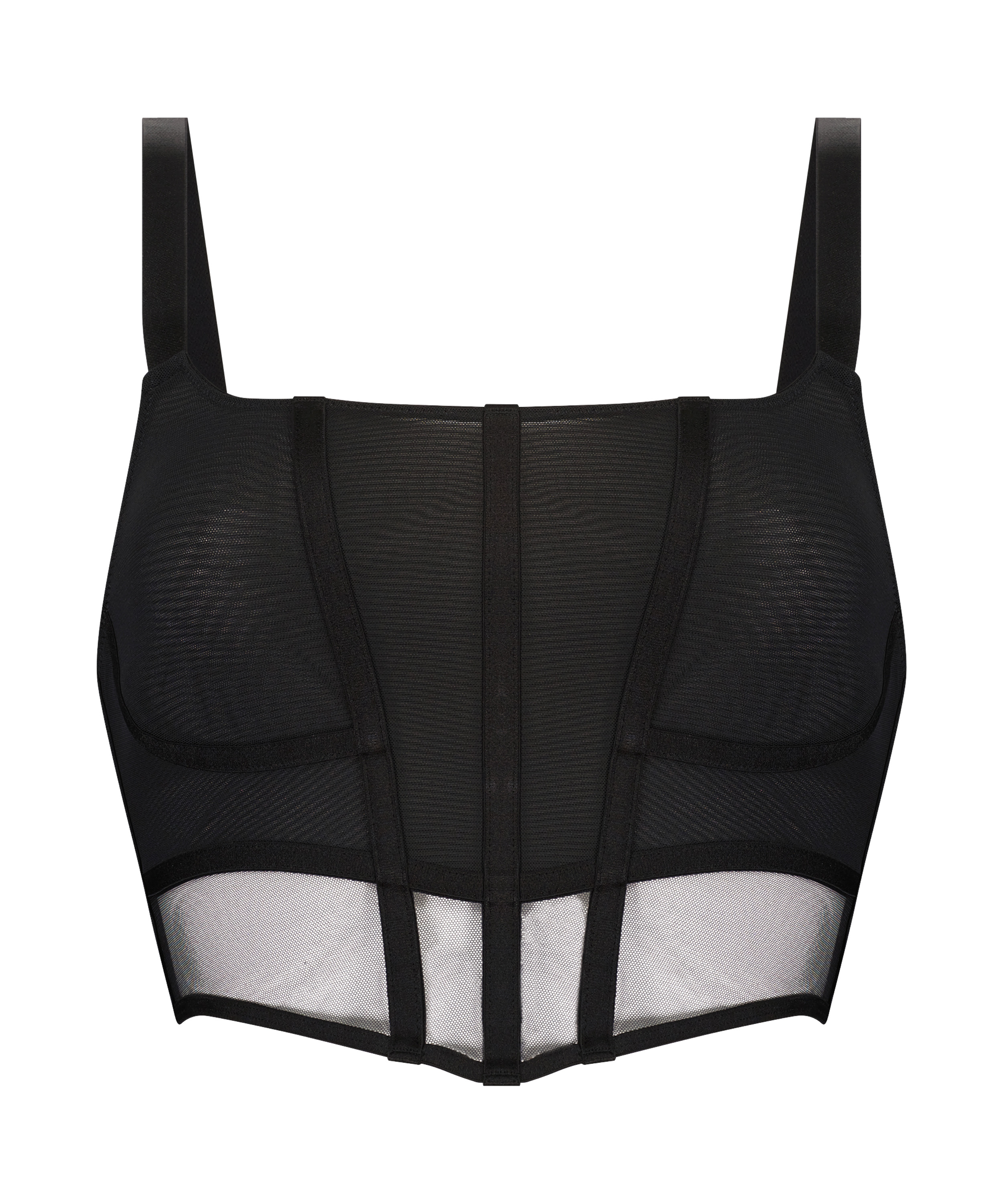 Top corset en maille Love Me, Noir, main