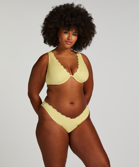 Slip de Bikini Échancrés Scallop, Jaune